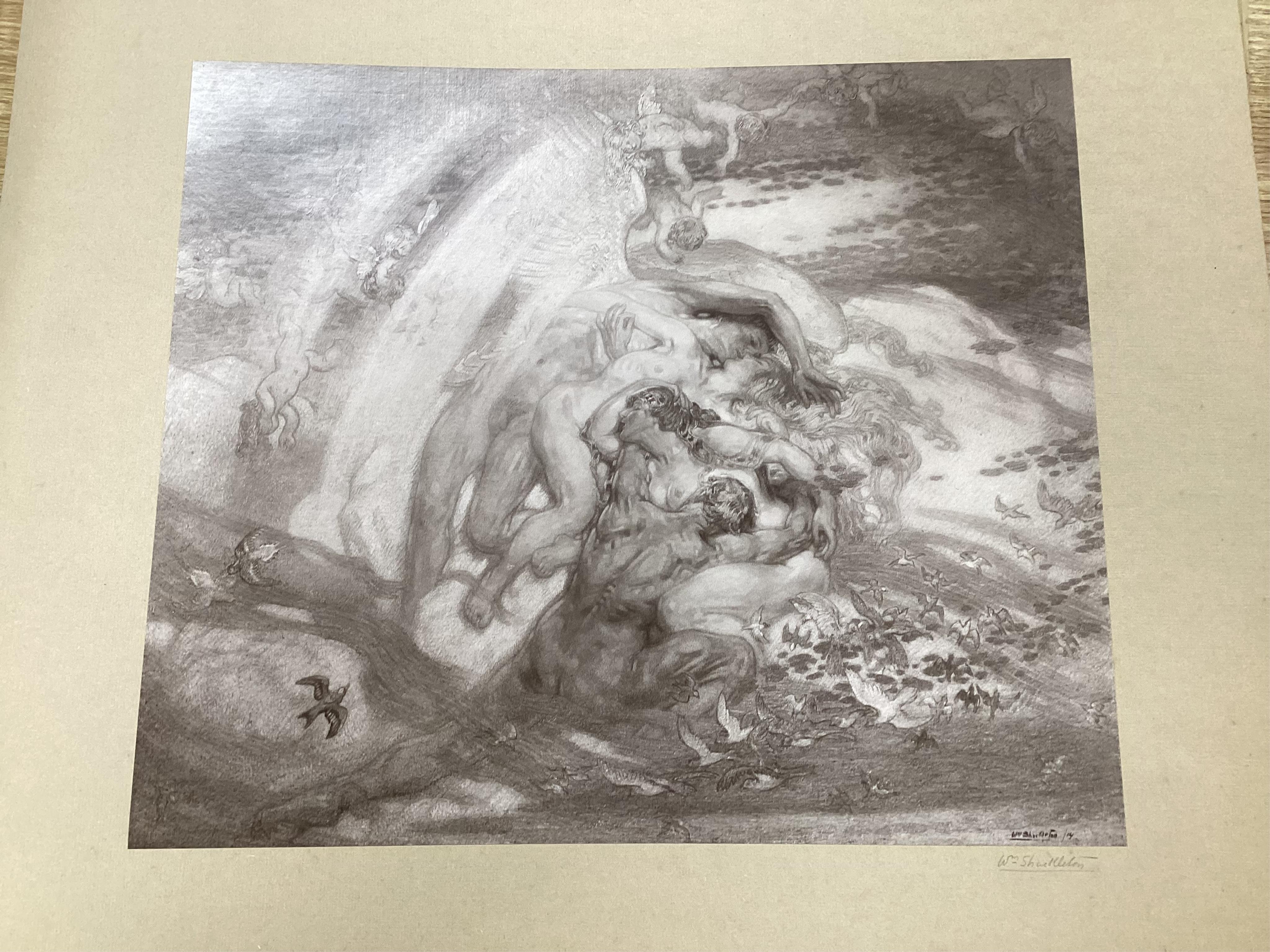 William Shackleton (1872–1933), collection of black and white photographic prints, archive photos and two etchings (Beamsley) including 'Portrait of my wife', some signed and inscribed in pencil, largest 40 x 34cm. Condi